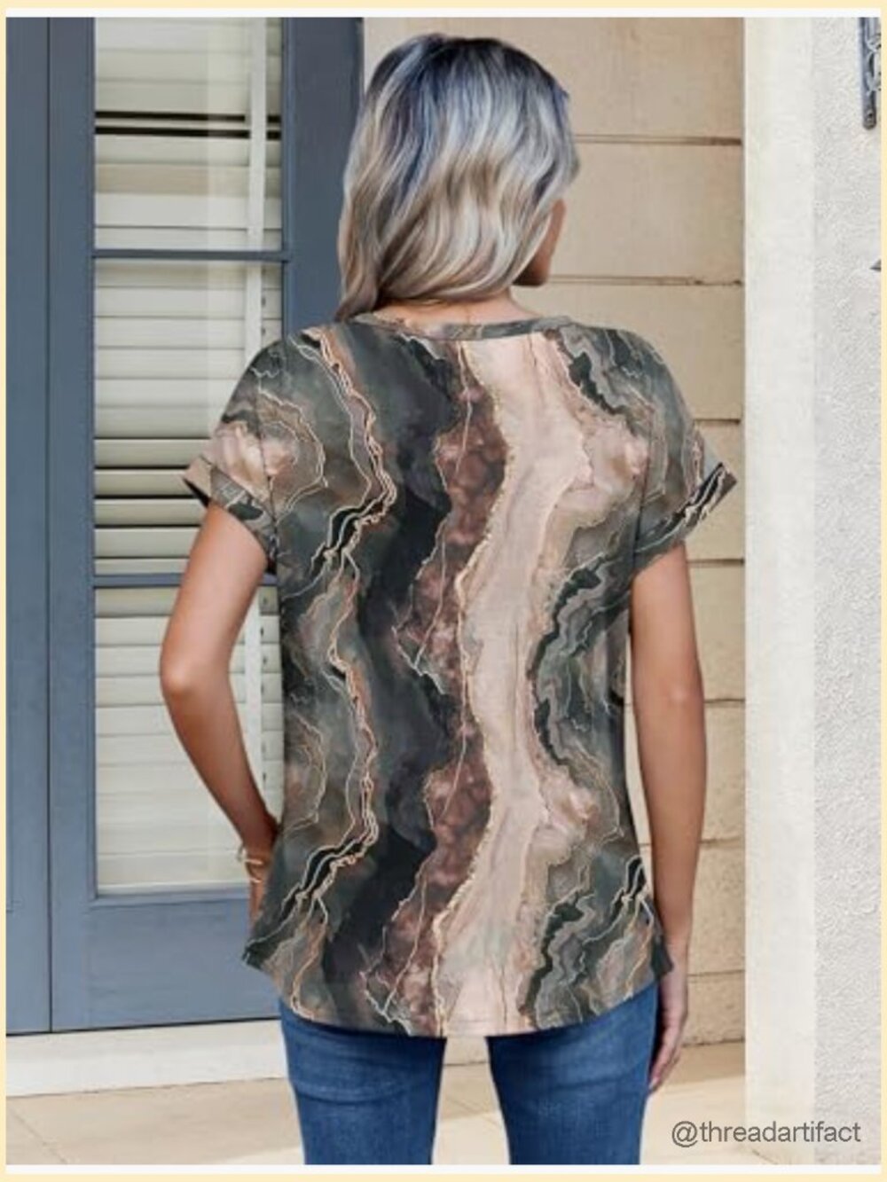 Short Sleeve Crew Neck Blouse Dressy Casual Summer Work T-Shirt - Picture 5 of 7